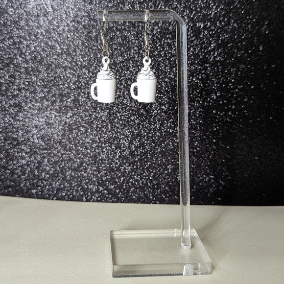 Coffee with whipped cream white drop earrings - Picture 7 of 7